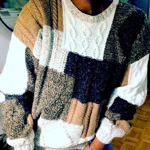 Perry Ellis Colour Block Long Sleeve Sweater M